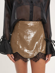 Sylvie Sequin Mini Skirt — Brown