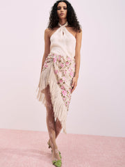 Esme Rose Embroidered Asymmetrical Skirt — Pink