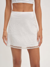 Glitter Grid Mini Skirt — White