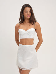 Glitter Grid Mini Skirt — White