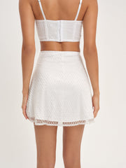 Glitter Grid Mini Skirt — White