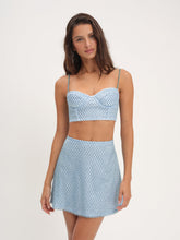 Glitter Grid Mini Skirt — Blue