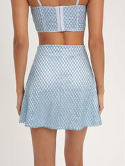 Glitter Grid Mini Skirt — Blue