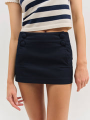 Cotton Twill Micro Skort — Navy