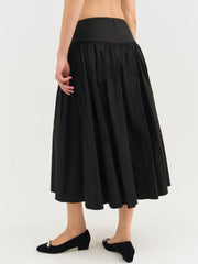 Helena Poplin Midi Skirt — Black
