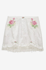 Heirloom Rose Slip Skirt — White