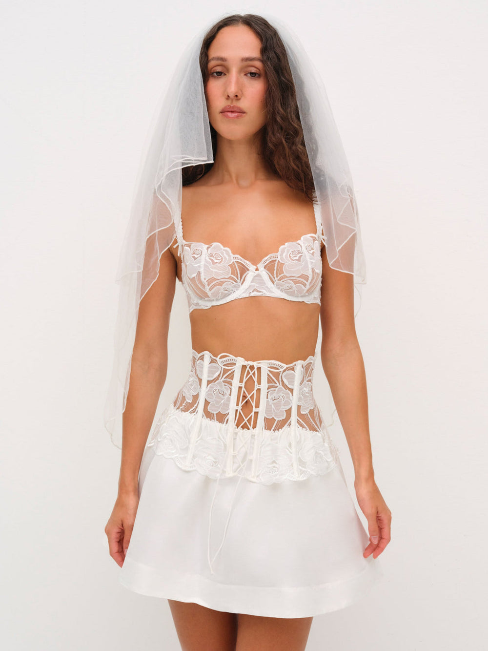 Blushing Blooms Mini Skirt — White