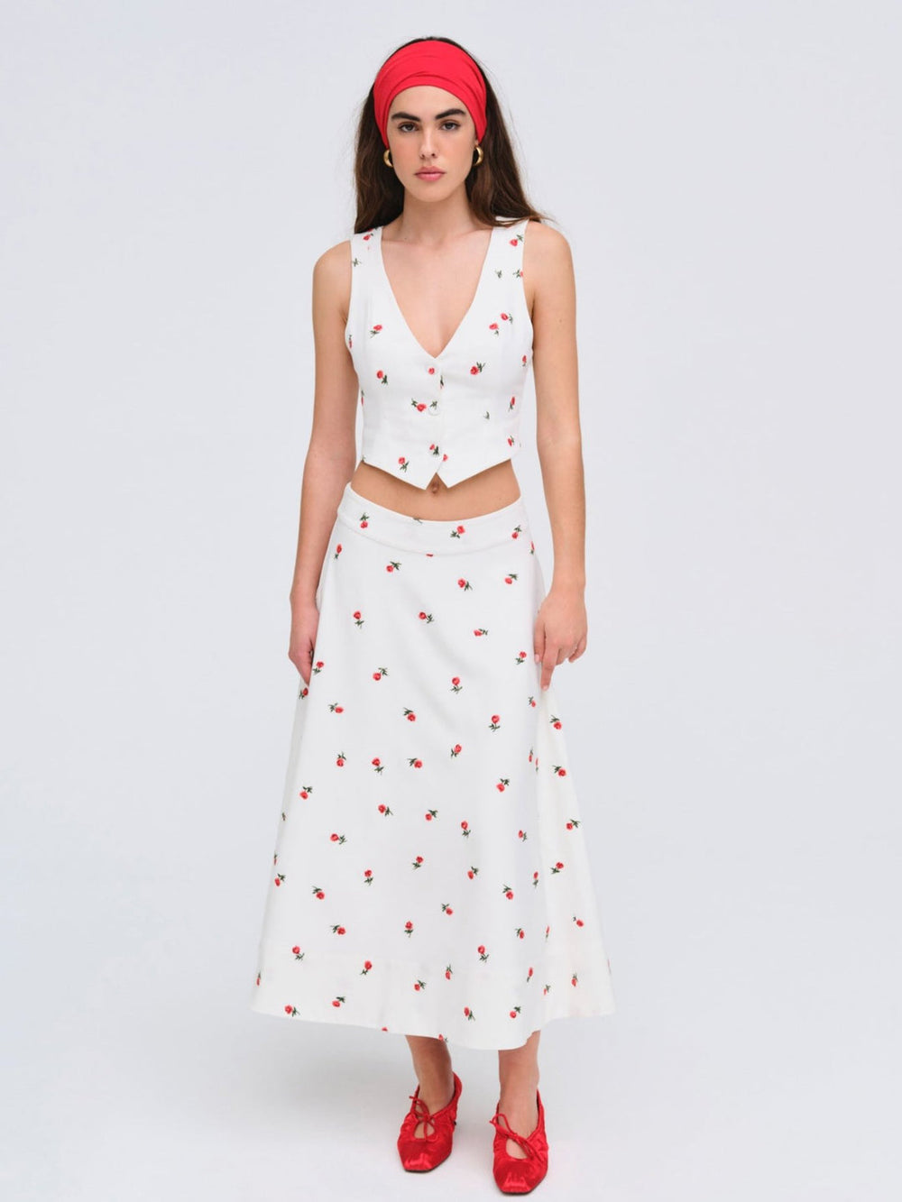 Talia Midi Skirt — Cream