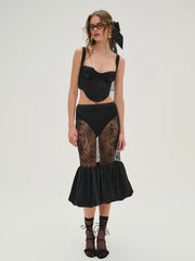 Sugarplum Lace Midi Skirt — Black