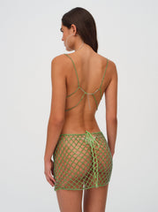 Tulip Grid Rhinestone Skirt — Green