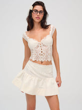 Doily Lace Mini Skirt — Cream