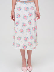 Doily Bouquet Midi Skirt — White