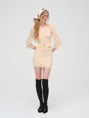 Lucy Lace Mini Skirt — Buttercream