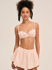 Petal Gingham Skort — Peach