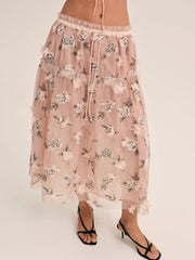 Blushing Rose Midi Skirt — Blush
