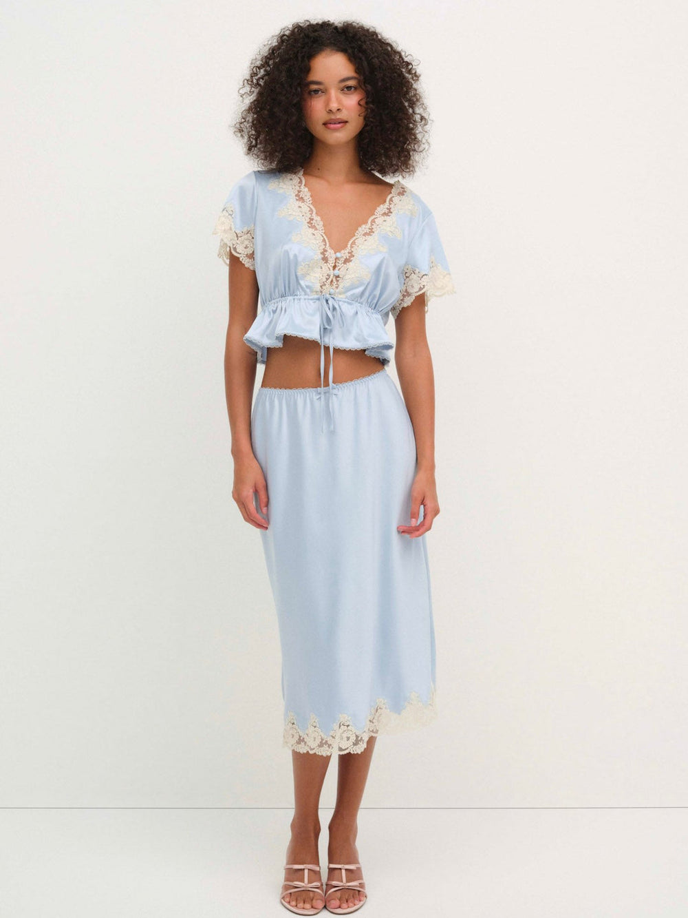Sweetheart Midi Skirt — Dusty Blue