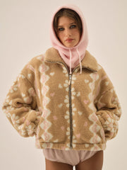 Betty Sherpa Zip Up — Pink