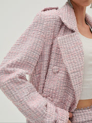 Strawberry Cream Tweed Coat — Pink