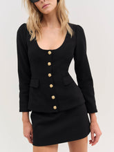 Josie Scoop Neck Blazer — Black