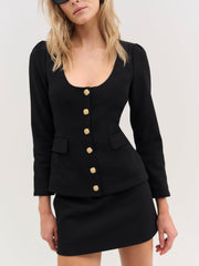 Josie Scoop Neck Blazer — Black
