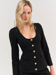 Josie Scoop Neck Blazer — Black