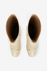 Claudine Cap Toe Boot — Cream