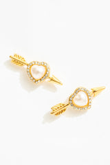 Cupid Heart Stud Earrings — White