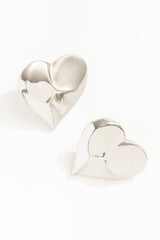 Cross Your Heart Stud Earrings — Silver