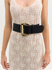 Wide Buckle Hip Belt — Black