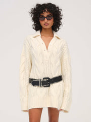 Wide Stitch Belt — Black