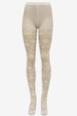 Floral Knit Tights — White