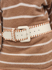 Wide Stitch Belt — Cream