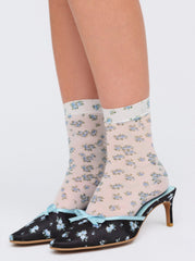 Floral Socks — Blue