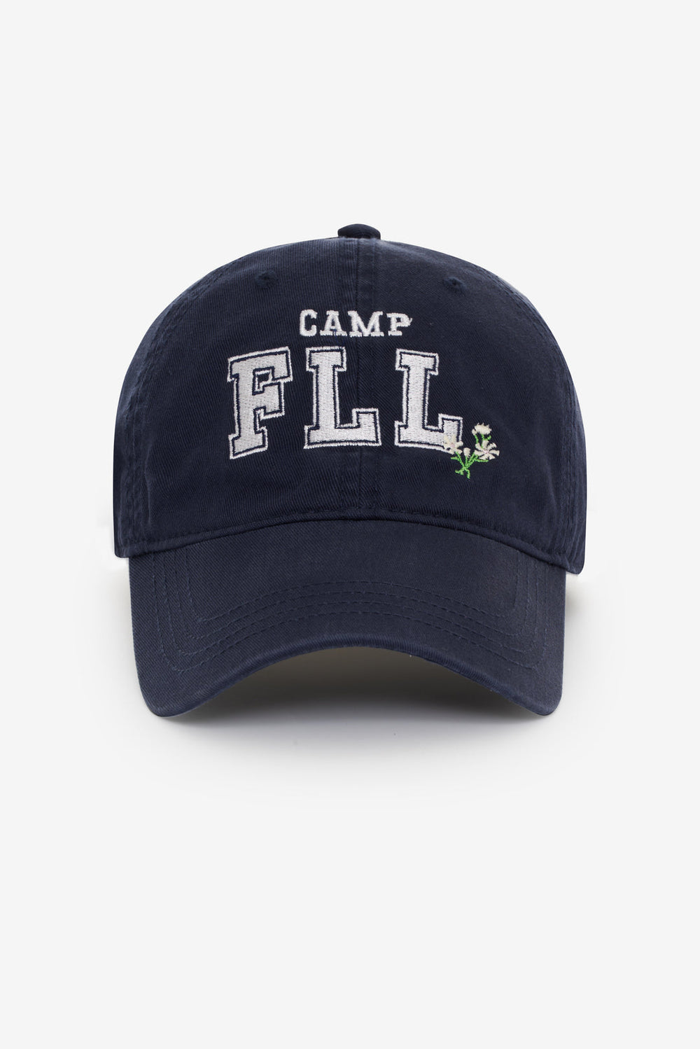 Camp Embroidered Baseball Cap — Navy