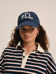 Camp Embroidered Baseball Cap — Navy
