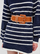 Wide Stitch Belt — Brown