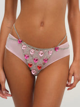 Rhinestone Heart Thong Panty — Red