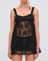 Sonnet Lace Babydoll Set — Black