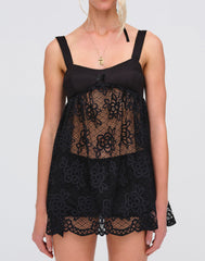 Sonnet Lace Babydoll Set — Black