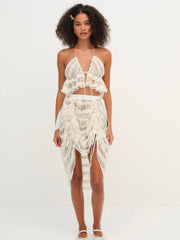 Romy Midi Slip Skirt — White