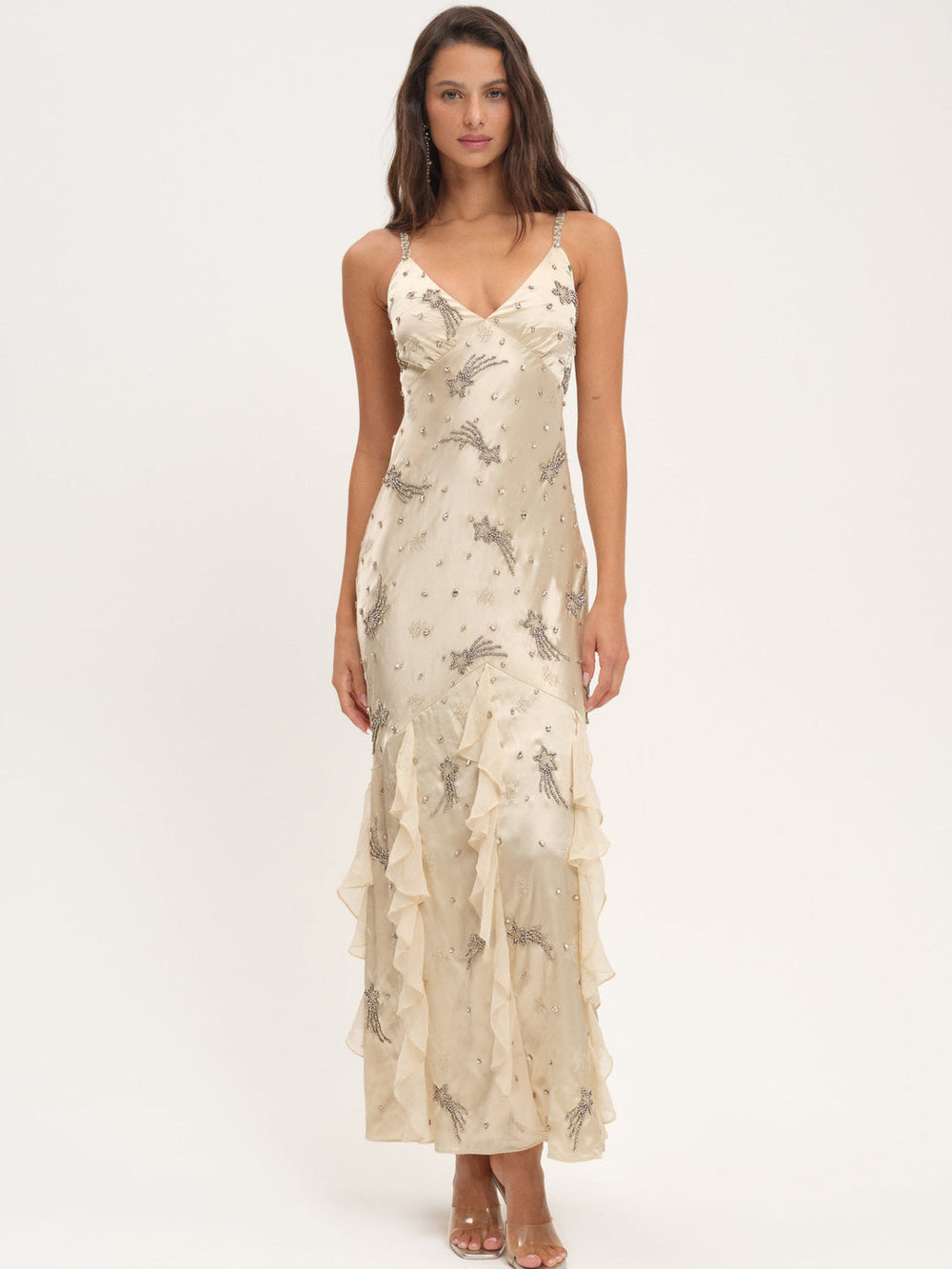 Elea Beaded Maxi Dress — Cream