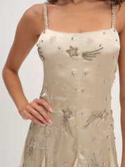 Shooting Stars Beaded Mini Dress — Cream