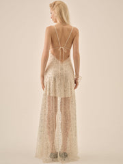 Clara Crystals Maxi Dress — Silver