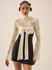 Grace Lace Mini Dress — Cream