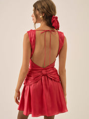 Stephanie Shimmer Mini Dress — Red