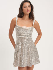 Candice Mini Dress — Silver