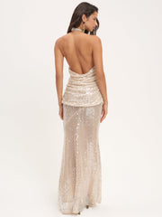 Sydney Sequin Maxi Dress — Nude