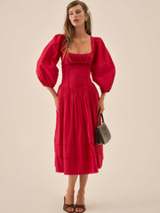 Betsy Bow Midi Dress — Red