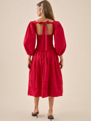 Betsy Bow Midi Dress — Red