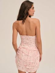 Raspberry Rose Strapless Mini Dress — Pink